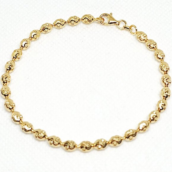 Italian 14K YG over 925 Sterling Silver chain bracelet 7 1/2 inch 4.30 grams - Picture 1 of 4